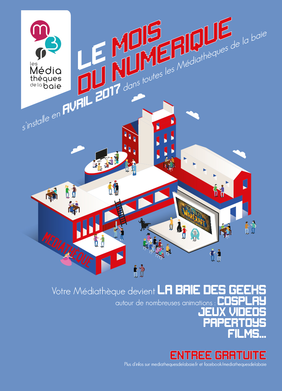 Affiche pour le festival "Le mois du Numérique" de Saint-Brieuc, par Mathilde Vassallo pour Carton Graphique.