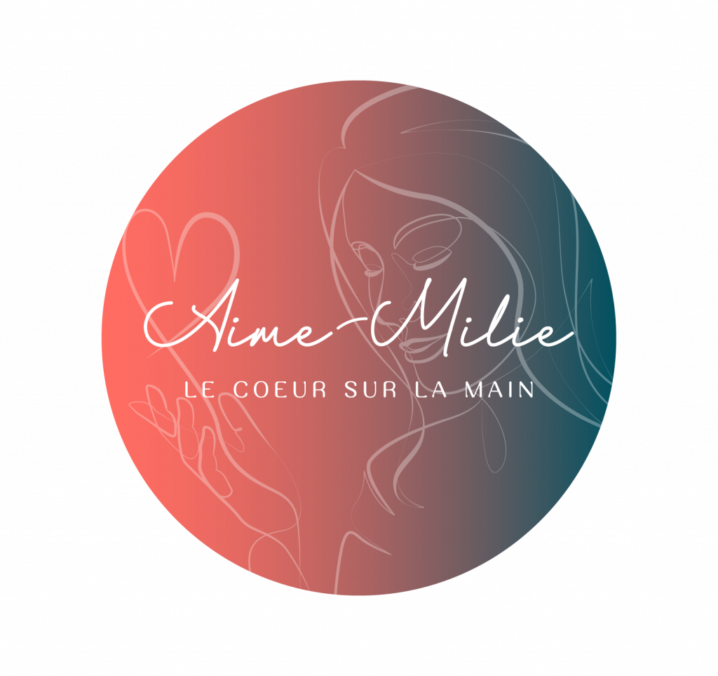 Version ronde dégradée du logo d'Aime-Milie par Mathilde Vassallo pour Carton Graphique.