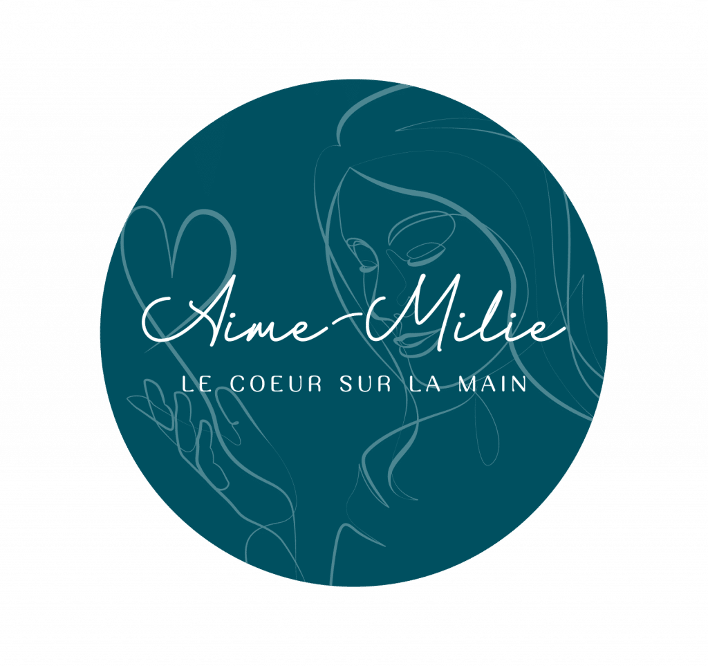 Version ronde verte du logo d'Aime-Milie par Mathilde Vassallo pour Carton Graphique.