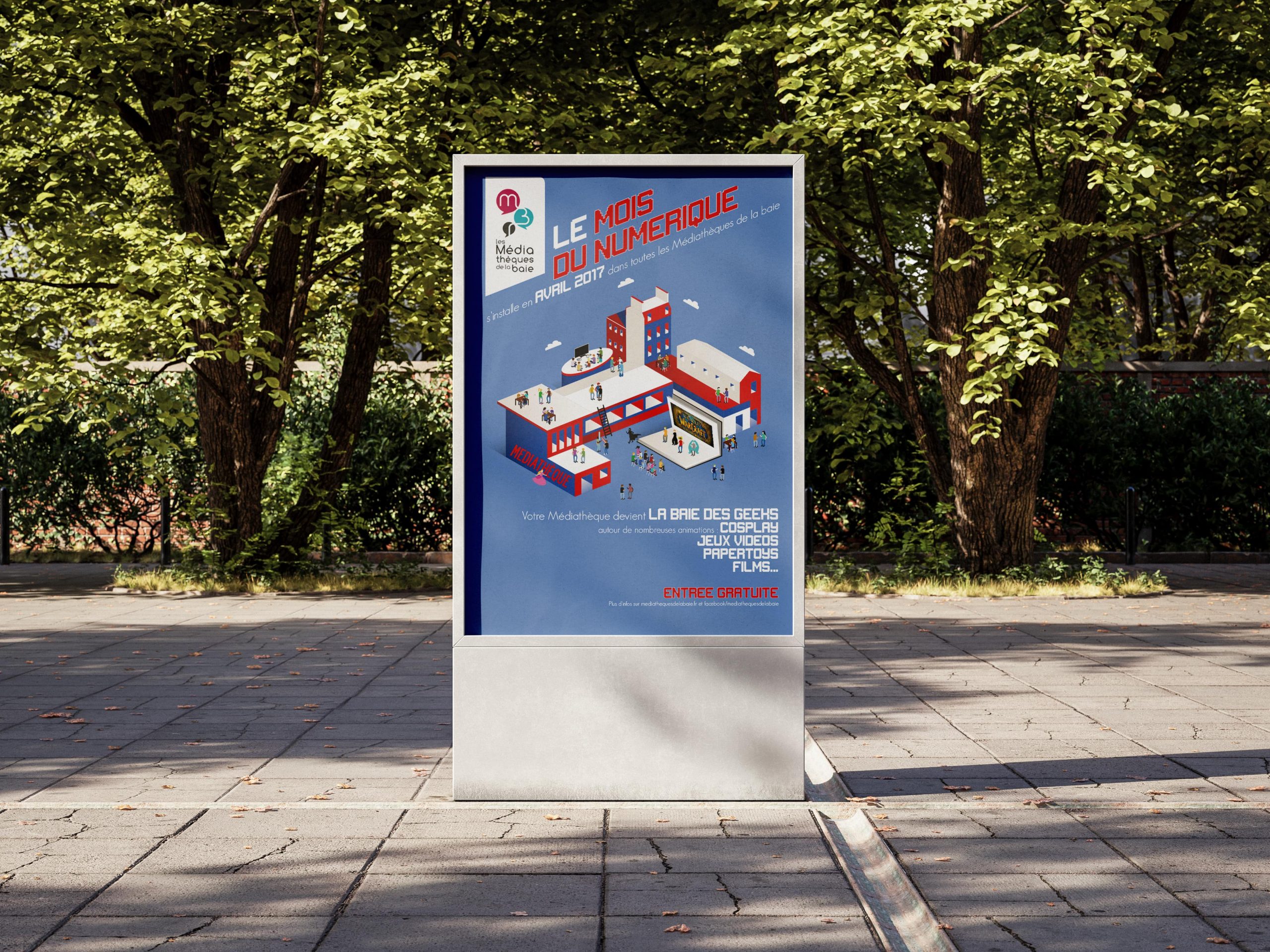 Maquette de l'affiche pour le festival "Le mois du Numérique" de Saint-Brieuc, par Mathilde Vassallo pour Carton Graphique.