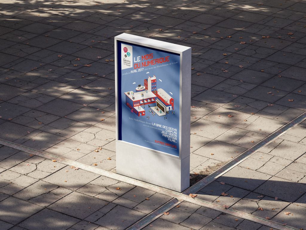 Maquette de l'affiche pour le festival "Le mois du Numérique" de Saint-Brieuc, par Mathilde Vassallo pour Carton Graphique.