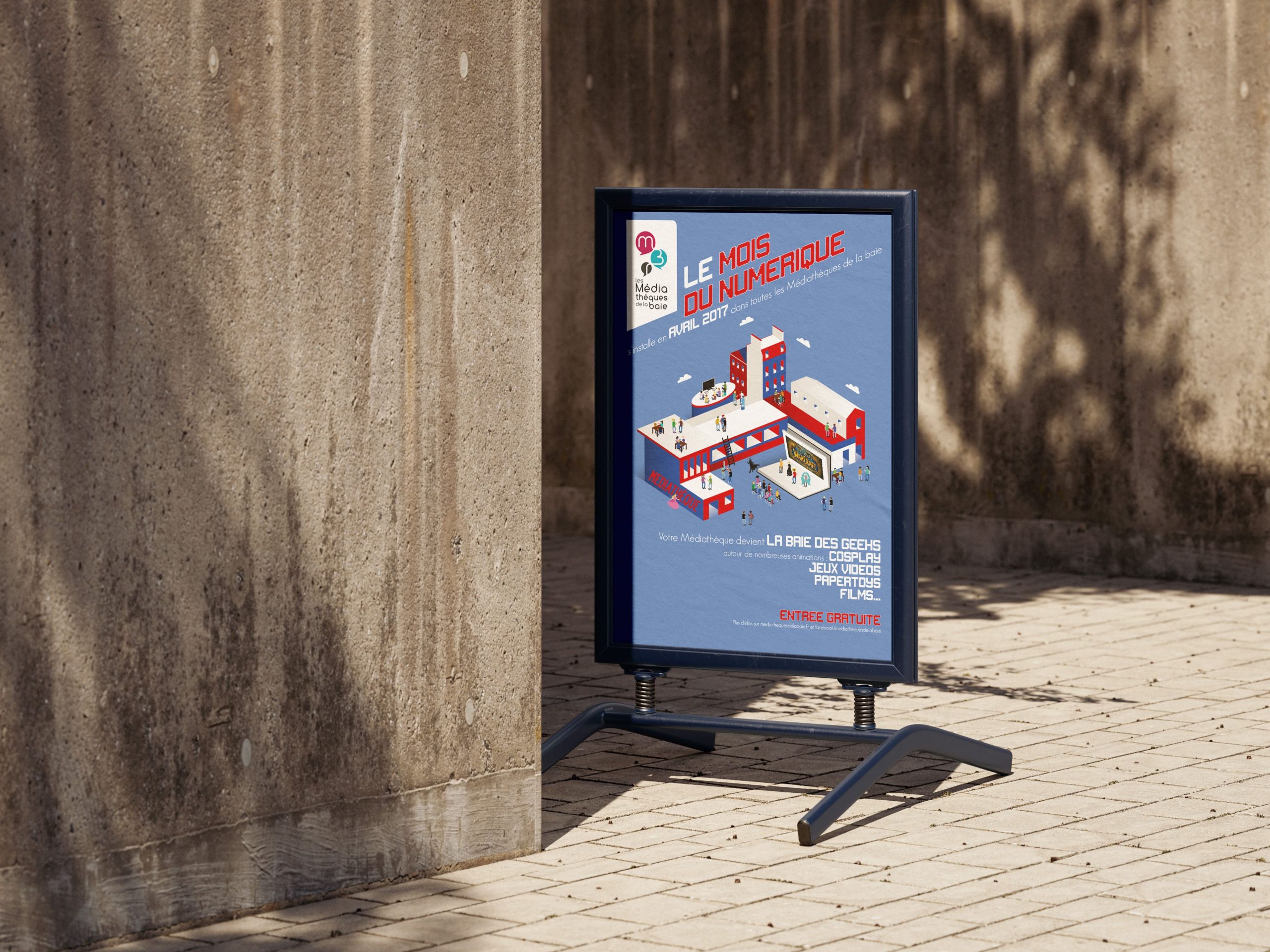 Maquette de l'affiche pour le festival "Le mois du Numérique" de Saint-Brieuc, par Mathilde Vassallo pour Carton Graphique.