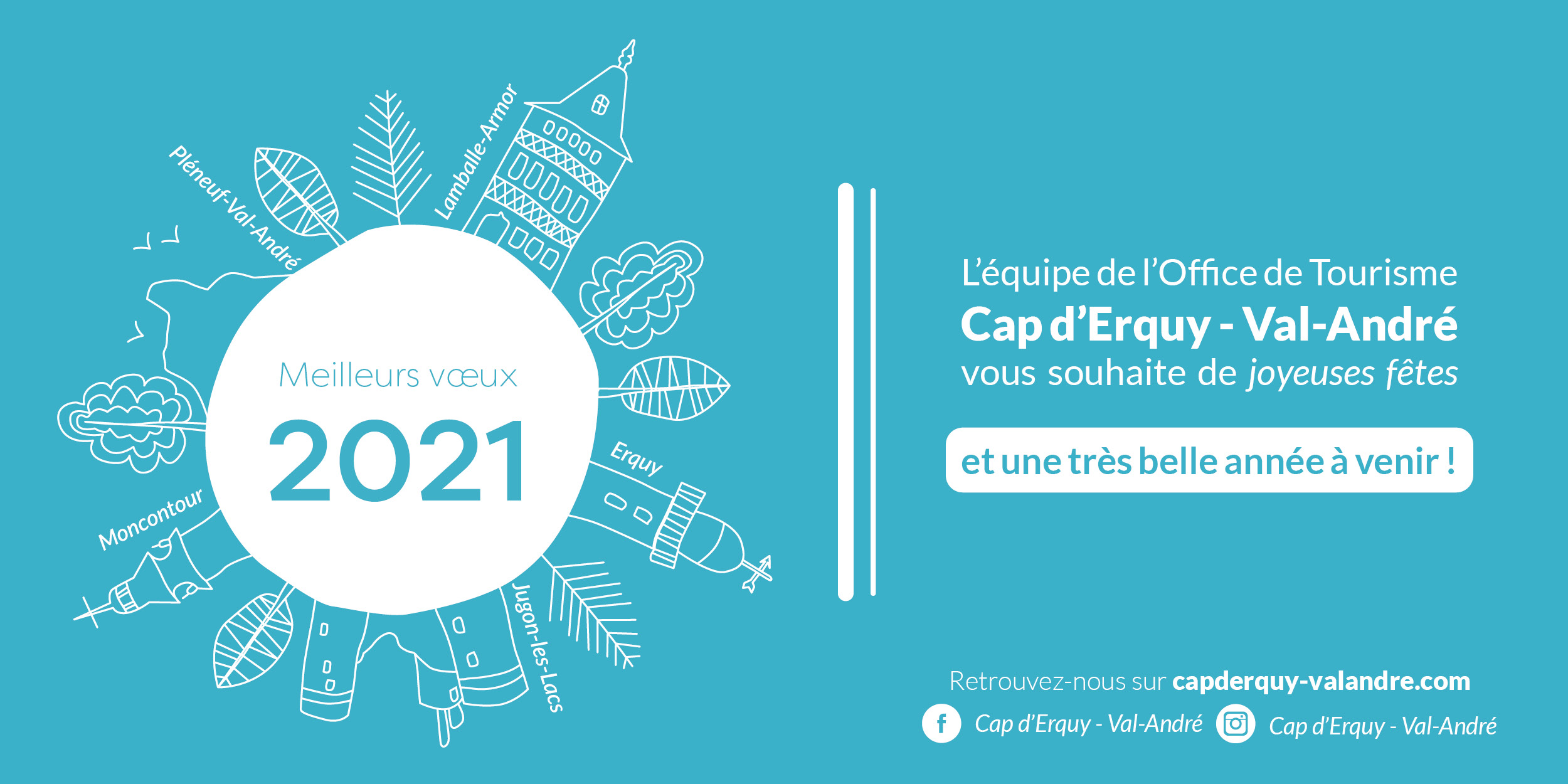 Carte de vœux 2021 de l'Office de Tourisme LTM, par Mathilde Vassallo.