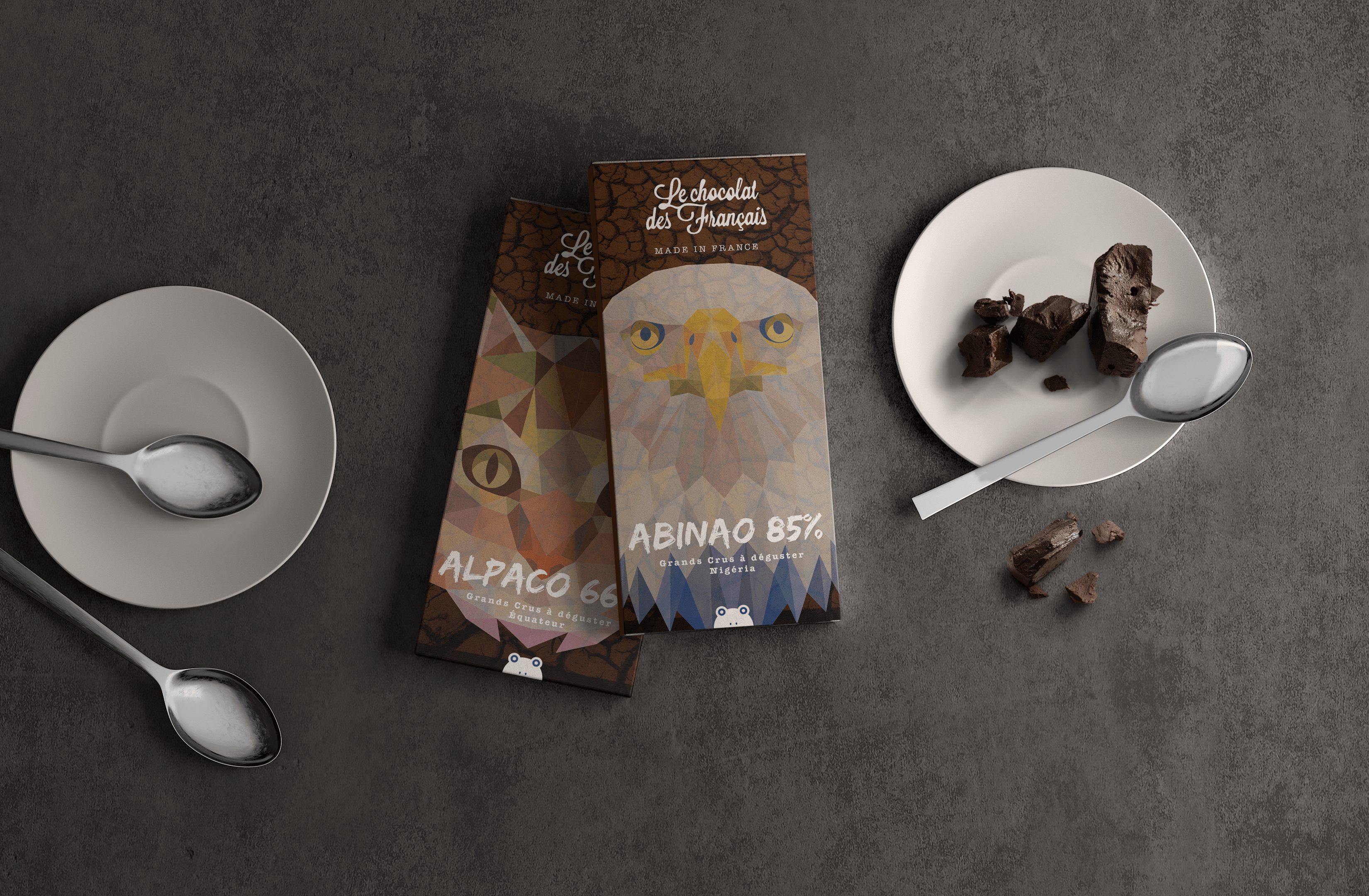 Habillage de packaging d'une gamme du Chocolat des Français, par Mathilde Vassallo pour Carton Graphique.