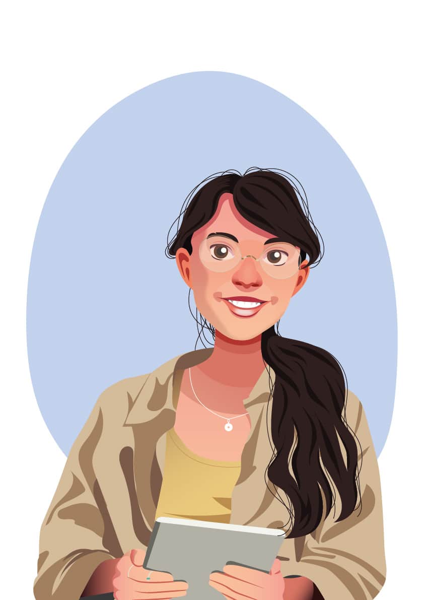 Portrait de Julie, style détaillé, par Mathilde Vassallo pour Carton Graphique.