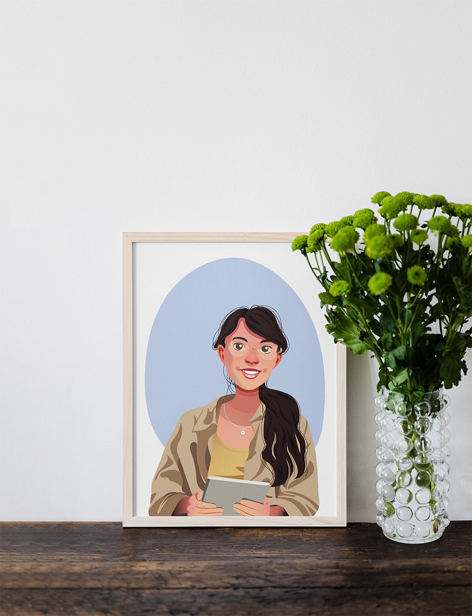 Portrait de Julie, style détaillé, par Mathilde Vassallo pour Carton Graphique.