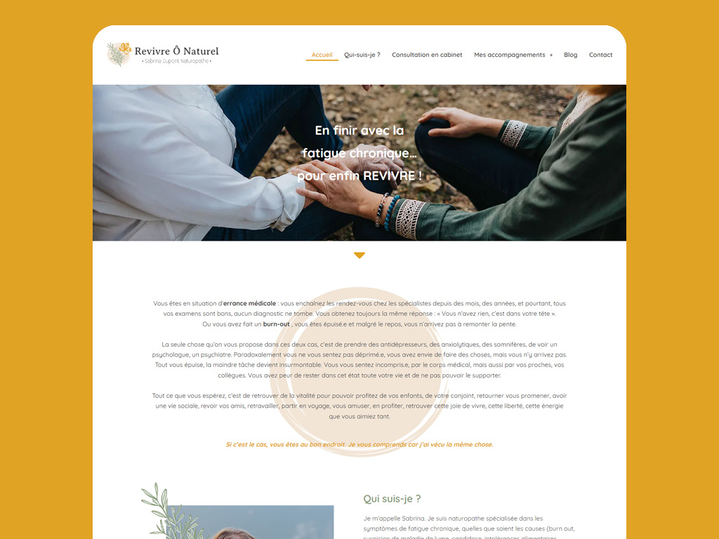 Site web de Revivre Ô Naturel, par Mathilde Vassallo pour Carton Graphique.