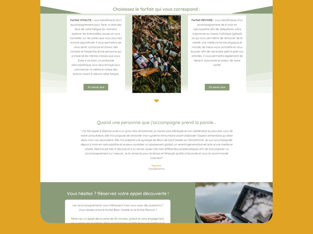 Site web de Revivre Ô Naturel, par Mathilde Vassallo pour Carton Graphique.