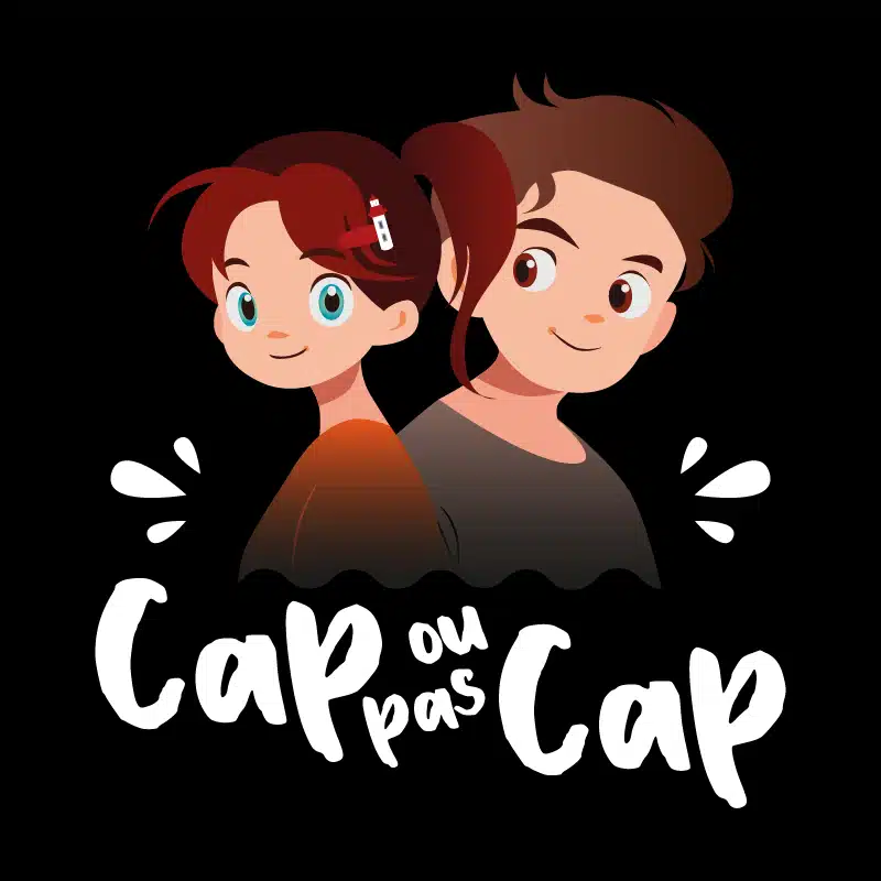 Version fond noir du logo Cap ou pas Cap (biscuiterie de la Crêperie du Pêcheur à Erquy) par Mathilde Vassallo pour Carton Graphique.