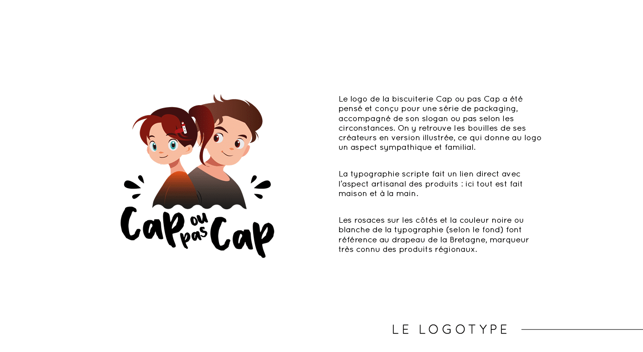 Logotype de Cap ou pas Cap (biscuiterie de la Crêperie du Pêcheur à Erquy) par Mathilde Vassallo pour Carton Graphique.