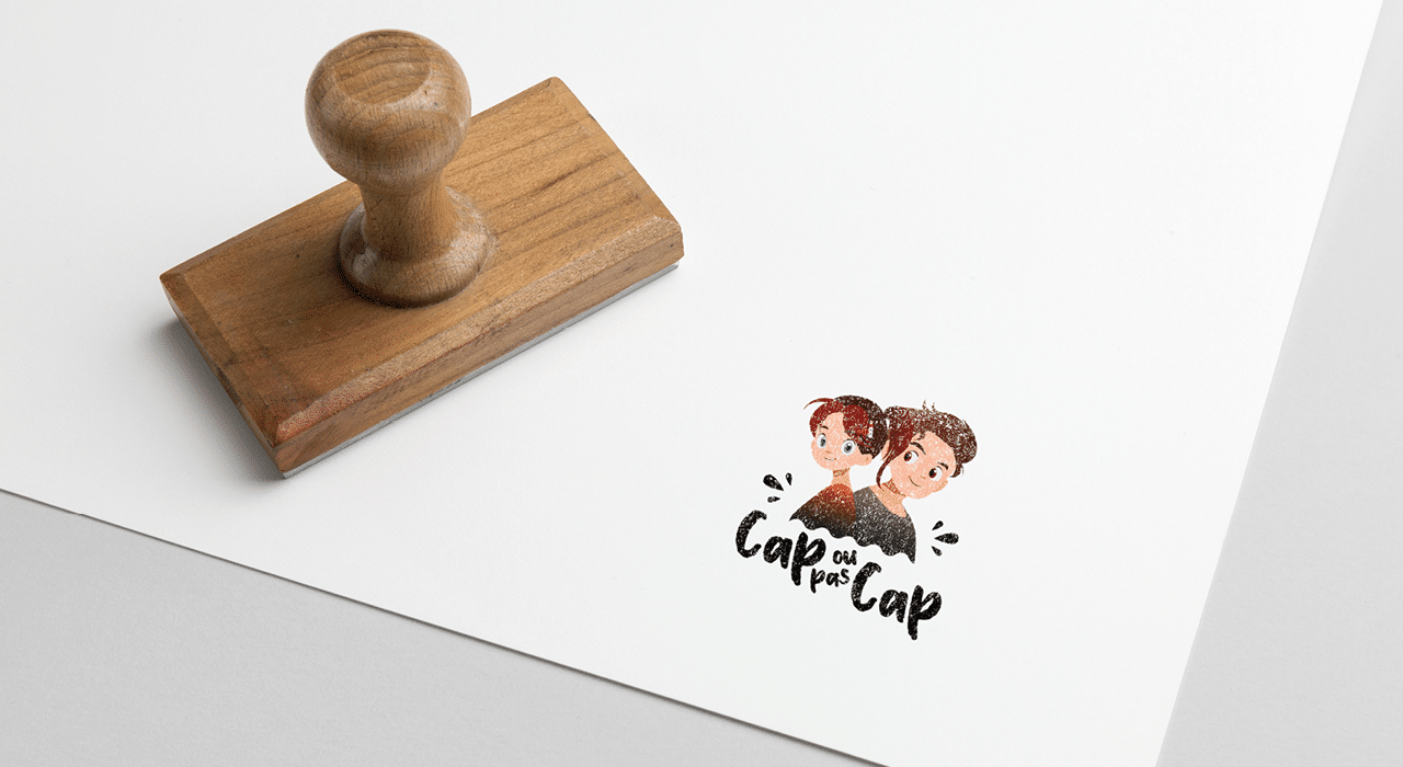 Maquette du logo Cap ou pas Cap (biscuiterie de la Crêperie du Pêcheur à Erquy) par Mathilde Vassallo pour Carton Graphique.
