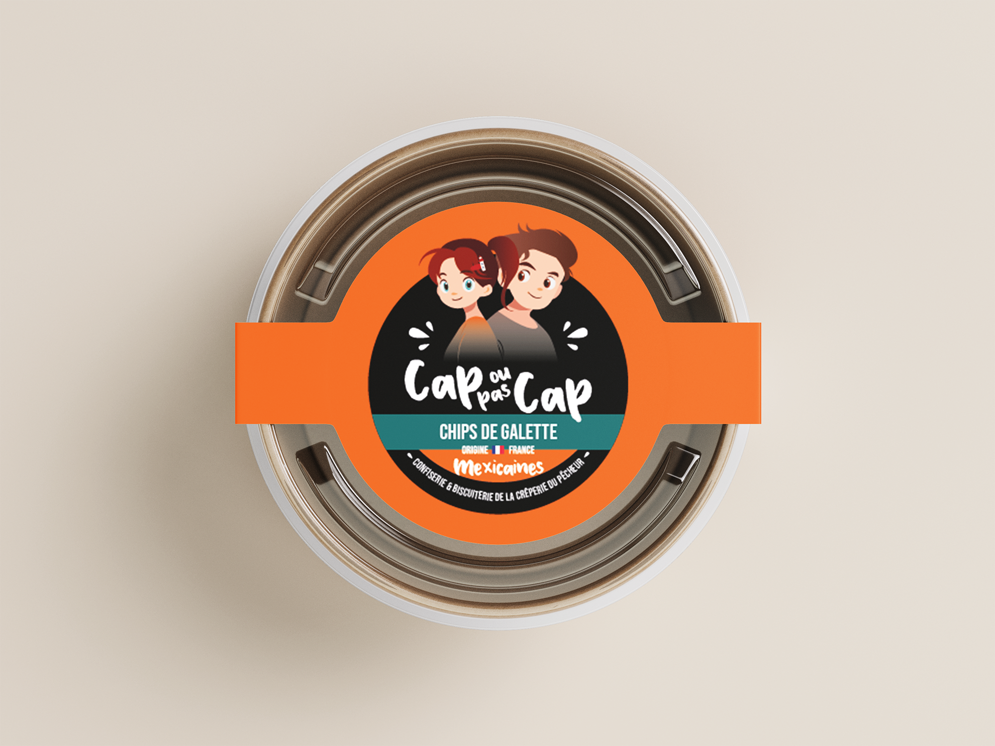 Packaging pour Cap ou pas Cap (la biscuiterie de la Crêperie du Pêcheur à Erquy) par Mathilde Vassallo pour Carton Graphique.