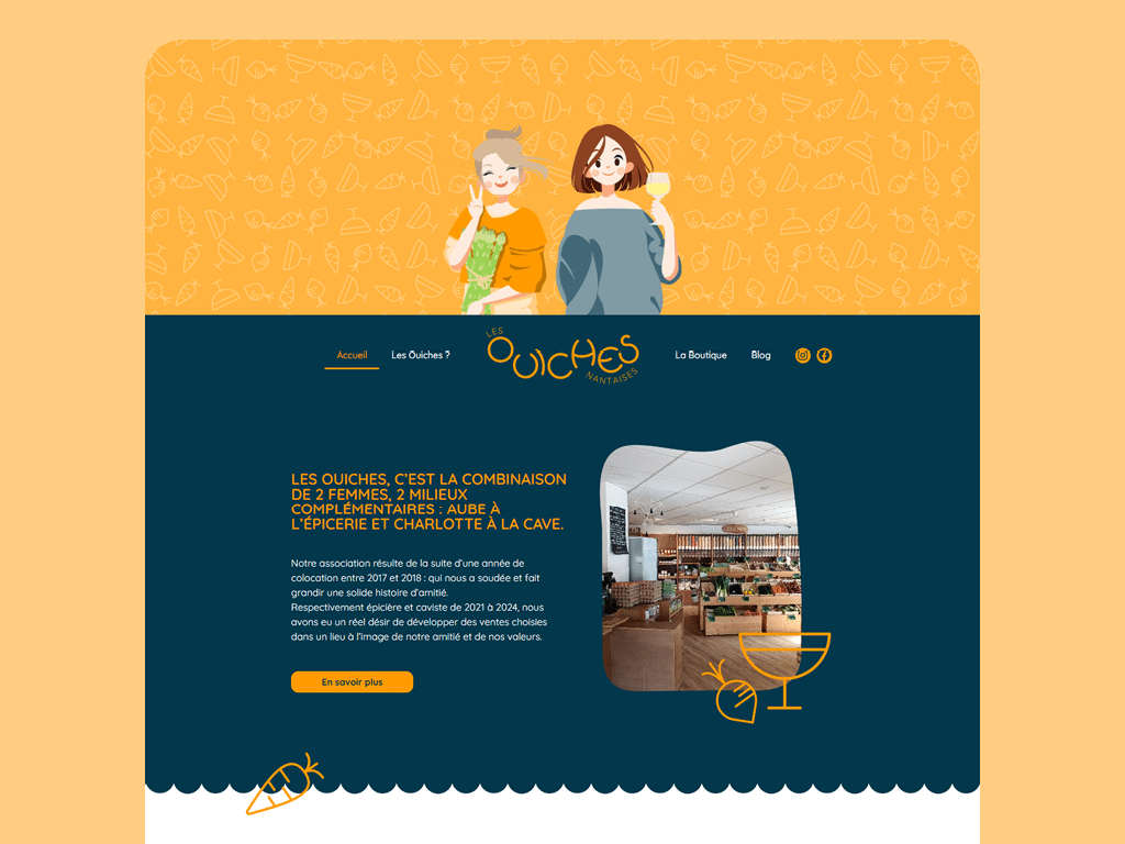 Site web des Ouiches Nantaises, épicerie éthique de Nantes, par Mathilde Vassallo pour Carton Graphique.