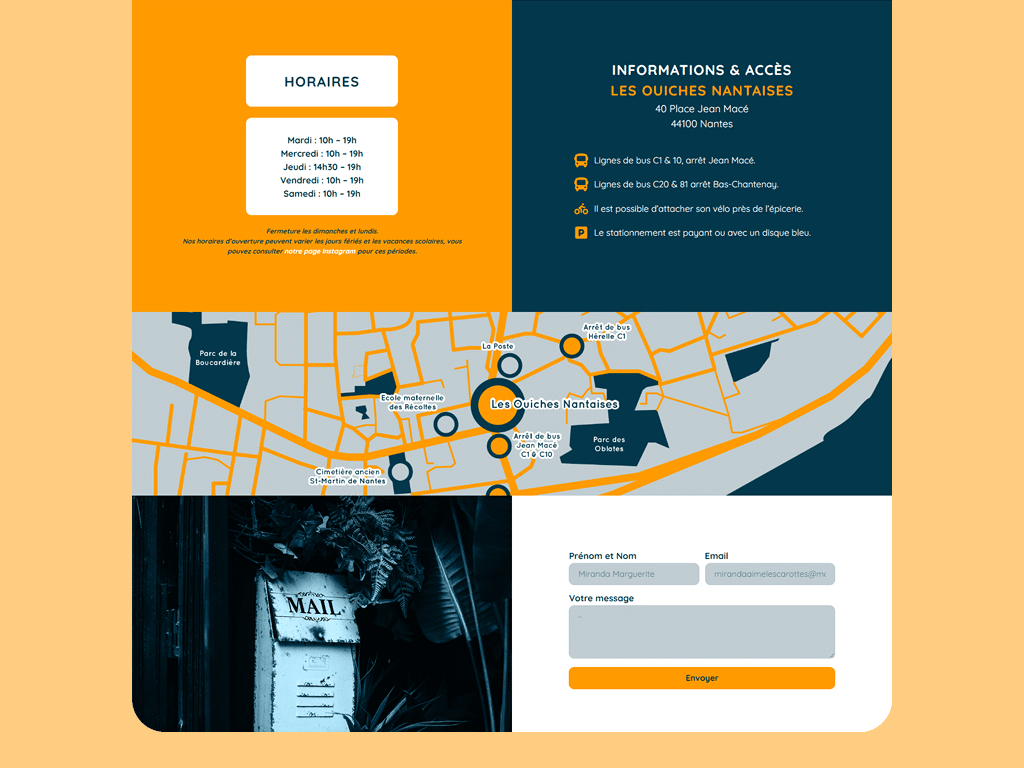 Site web des Ouiches Nantaises, épicerie éthique de Nantes, par Mathilde Vassallo pour Carton Graphique.