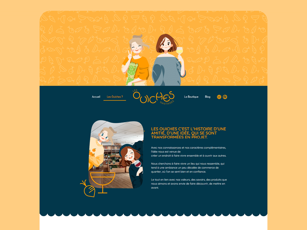 Site web des Ouiches Nantaises, épicerie éthique de Nantes, par Mathilde Vassallo pour Carton Graphique.