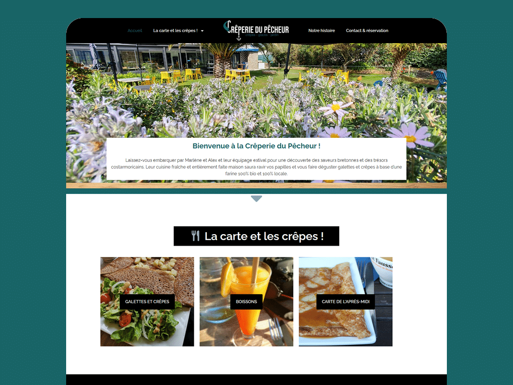 Site web de la Crêperie du Pêcheur à Erquy, par Mathilde Vassallo pour Carton Graphique.