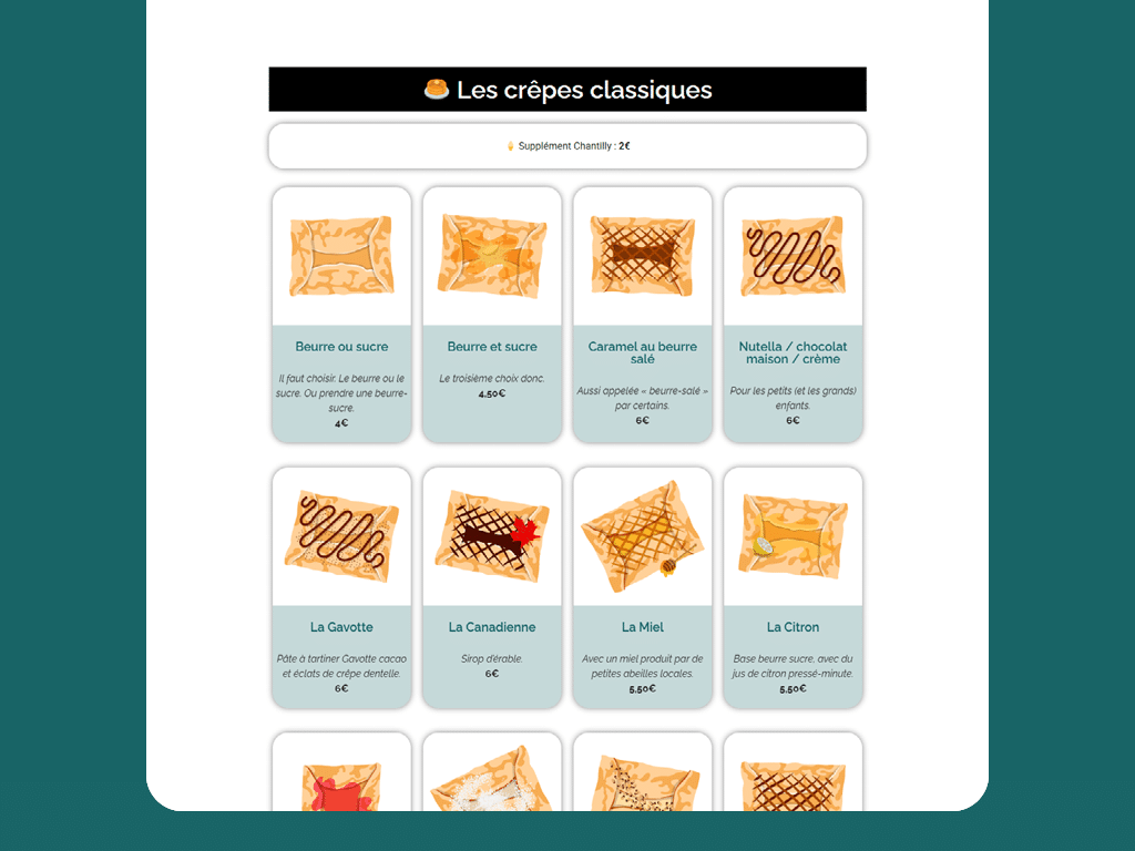 Site web de la Crêperie du Pêcheur à Erquy, par Mathilde Vassallo pour Carton Graphique.