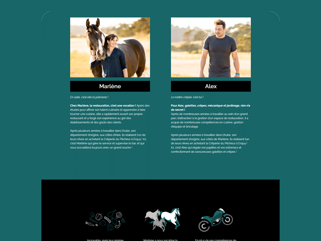 Site web de la Crêperie du Pêcheur à Erquy, par Mathilde Vassallo pour Carton Graphique.