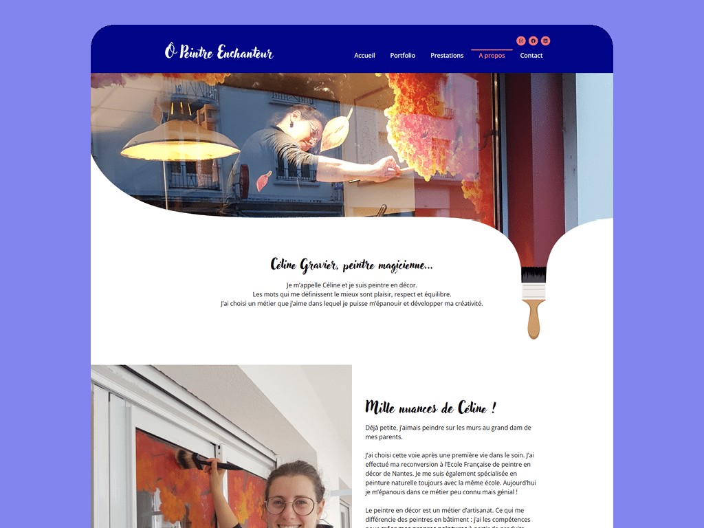 Site web de Ô Peintre Enchanteur de Céline Gravier à Brest, par Mathilde Vassallo pour Carton Graphique.